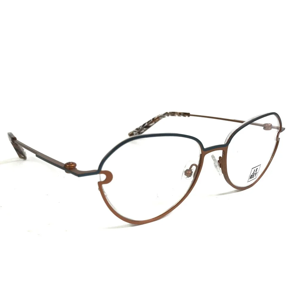 J. F. Rey Eyeglasses Frames JF2969 2090 Brown Rust Blue Wire Rim 51-17-143